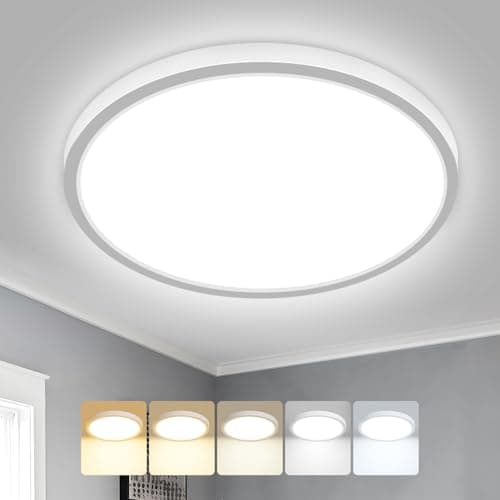 Image of Peasur Bathroom Light Ø22cm, 18W 1800LM LED Ceiling Light, 3000K/3500K/4000K/5000K/6500K 5 Color Temperature, IP54 Waterproof, Round, Modern Flush Ceiling Lighting for Bathroom, Kitchen, Bedroom