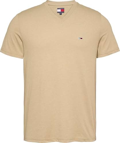 Image of Tommy Jeans Men TJM XSLIM Jaspe 2.0 V-NK TEE EXT S/S T-Shirt, Beige, XS