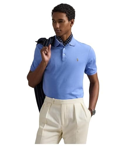 Image of POLO RALPH LAUREN Men's Classic Fit Soft Cotton Polo Shirt, Fall Blue, XXL