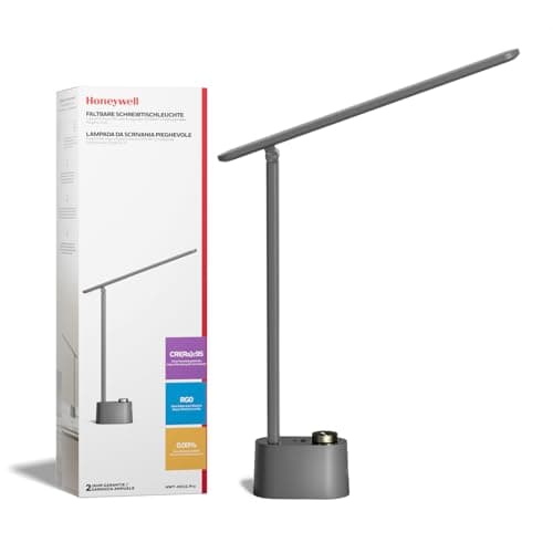 Image of Honeywell Upgraded LED Desk Lamp - H01 Pro Sunturalux™ Foldable Desk Light with USB A+C Charging Port, 3 Color Modes Dimmable Table Lamp for Home Office Reading Grey