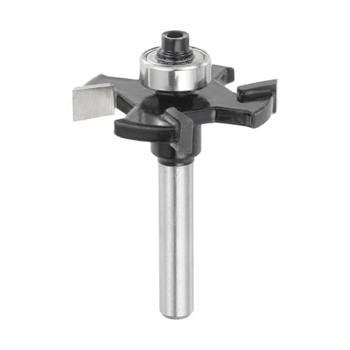 Image of sourcing map Slot Cutter Router Bit 1/4" Shank 6mm Cutting Height 15/32" Depth 4 Flute Wood Slotting Cutter Bit Carbide Tip for Groove Edges, Black
