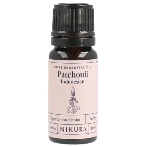 Image of Nikura Patchouli (Indonesian) Essential Oil 10ml | 100% Pure Natural Oils | Perfect for Aromatherapy, Diffusers, Humidifier, Bath | Great for Self Care, Massage, Skin | Vegan & UK Made