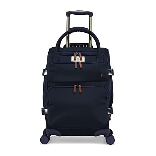 Image of Joules Coast Collection Trolley Travel Luggage Case, 4-Wheel Spinner, Softside Suitcase, French Navy, Cabin Small