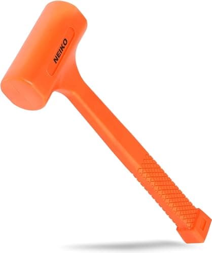 Image of NEIKO 02849A 4 Lb Dead Blow Hammer, Neon Orange | Unibody Molded | Checkered Grip | Spark and Rebound Resistant
