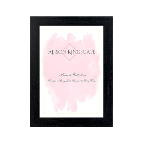 Image of Alison Kingsgate Modern 9X6 Black Picture Frames- Engineered Wood Photo Frame with Shatterproof Perspex Front- Ideal for Posters, Certificates & Artwork- Wall Mount or Tabletop Display