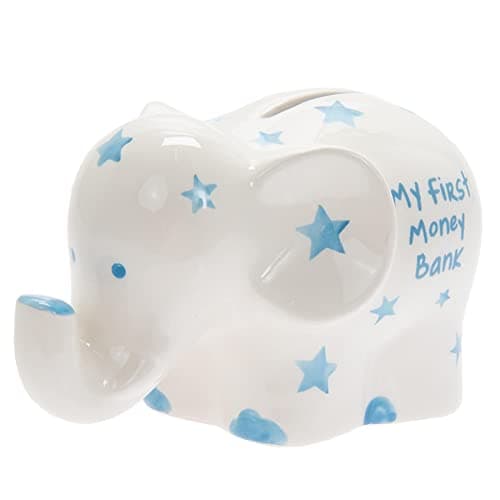 Image of Lesser & Pavey My First Elephant Bank Blue For Savings | Lovely Money Box For Money Saving Challenge | Money Tin or Money Saving Box For Adults | Ideal Money Safe & Piggy Bank For Kids