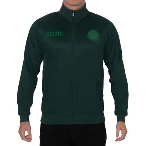 Image of Celtic FC Official Football Gift Mens Retro Track Top Jacket Green XL