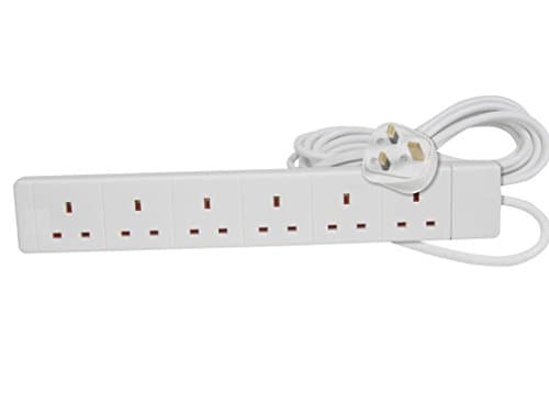 Image of PRO ELEC PELB1526 6 Gang Extension Lead White, 2m