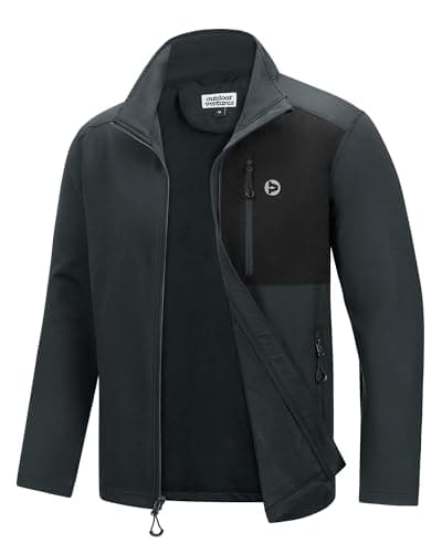 Image of Outdoor Ventures Men's Sport Cardigan Multifunctional Knitted Cardigan Sweater Full Zipper Fleece Jackets Lightweight Leisure Sweatshirts for Outdoor and Casual Dark gray/black XL