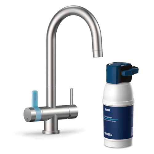 Image of BRITA mypure P1 3-Way Water Filter Tap, Round, Includes 1x BRITA P1000 Cartridge For Reduction of Chlorine, Limescale and Impurities