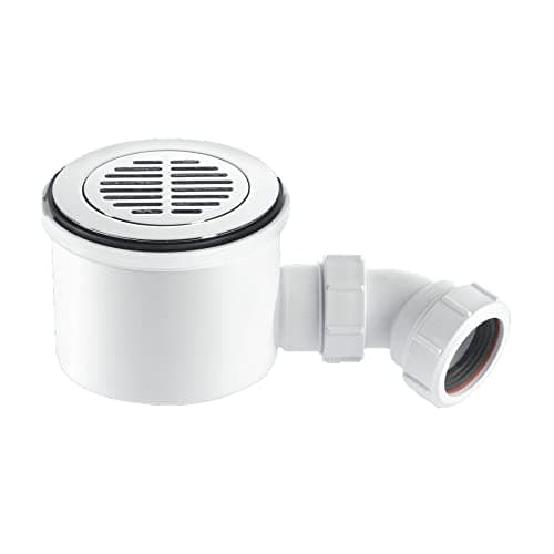 Image of McAlpine ST90CPB-S-HP2 CP BRASS Grid Flange 90mm High Flow Shower Trap Waste, Chrome/White