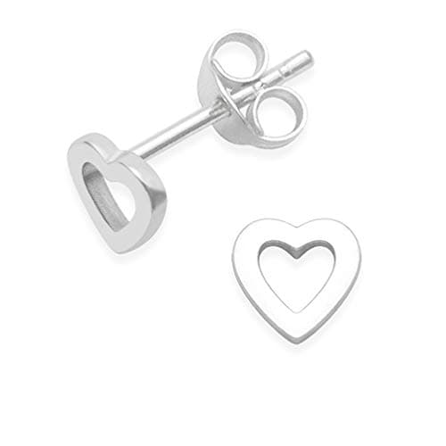 Image of Sterling Silver Heart Earrings - Heart studs - size: TINY - 5mm (1/5th Inch). MUCH SMALLER THAN SHOWN. Gift Boxed. 5030