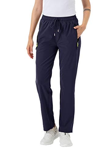 Image of donhobo Womens Walking Trousers Lightweight Quick Dry Pant Hiking Trouser with Zip Pockets Navy L