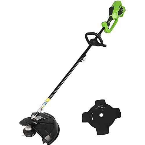 Image of Greenworks 40V Cordless Brushcutter with Grass Trimmer, 40cm Cutting Width, Lightweight, Adjustable Height, 2mm Nylon Line or 25cm Blade WITHOUT 40V Battery & Charger, 3 Year Guarantee