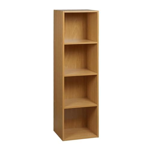 Image of URBNLIVING Tier Wooden Bookcase Shelving Display Storage Shelf Unit Wood Shelves (Beech, 4 Shelf)