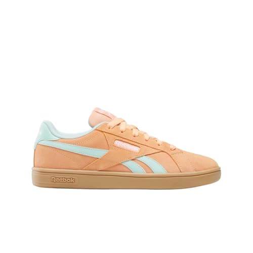 Image of Reebok Women's Court Retro Sneaker, Sunkissed Orange/Glitched Aqua/Gum, 6.5 UK