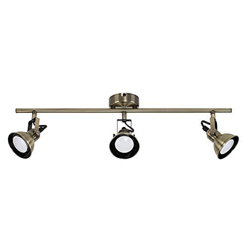 Image of MiniSun | Modern 3 Way Ceiling Spotlight in an Antique Brass Finish | Ceiling Spots, Home Décor & Improvement Essential | Includes 5W LED Bulbs [6500K Cool White] | Mains Wired