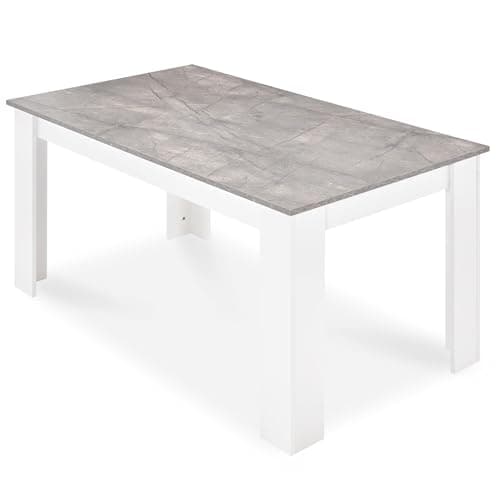 Image of Blisswood Wooden Dining Table, Kitchen Table 120 x 80 cm, Grey Marble Wood Tabletop Rectangle Dining Table, 4 Seater for Dining Room, Kitchen & Living Room, 120L x 80W x 75H cm