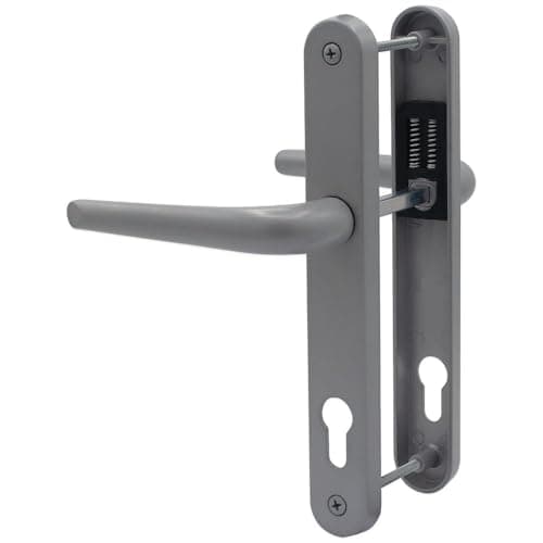 Image of SHIELD HARDWARE uPVC Door Handle 92mm PZ Sprung Pair for PVC and Composite Doors Matte Silver 210mm Fixing Centres