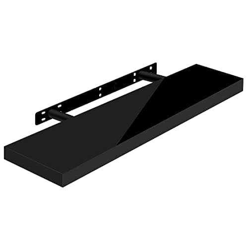 Image of WOLTU Floating Wall Shelf High Gloss Black, CD DVD Shelf Bookshelf Wooden Board 70x22.9x3.8cm, RG9479sz