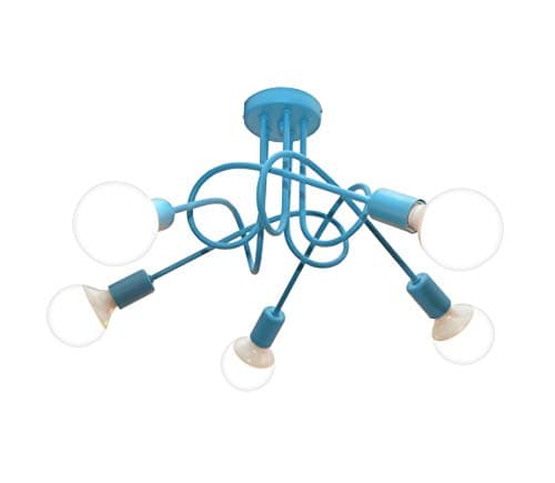 Image of Helam Oxford Multi Arm Semi Flush Ceiling Light Turquoise 50cm