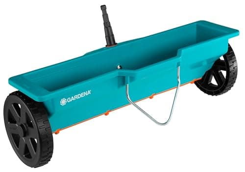Image of GARDENA Combisystem Spreader: fertilizer spreader with spreading width and 40cm 3 L volumetric capacity, for spreading, weather resistant and compatible with all combisystem handles (420-20)