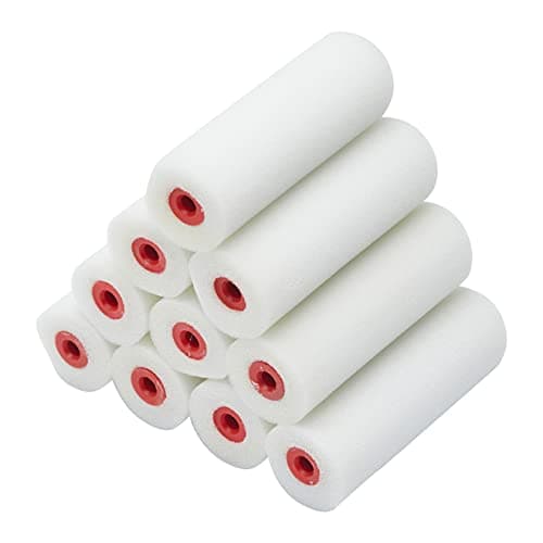 Image of Fit For The Job 10 Pack 4 inch Foam Mini Rollers for DIY Painting with Gloss and Satin Paints, Gives A Smooth Finish on Skirting Boards, Window Sills, Panel Doors, Cabinets, Metal and More, 4" 100mm