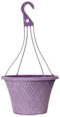 Image of Prisma Hanging Basket - Decorative Round Garden Flower Plant Pot | Flower Outdoor Decorative Planter – Weatherproof Plastic with Drainage Holes –For Gardens & Balconies (Powdered Raisin - 30cm, 1Pack)