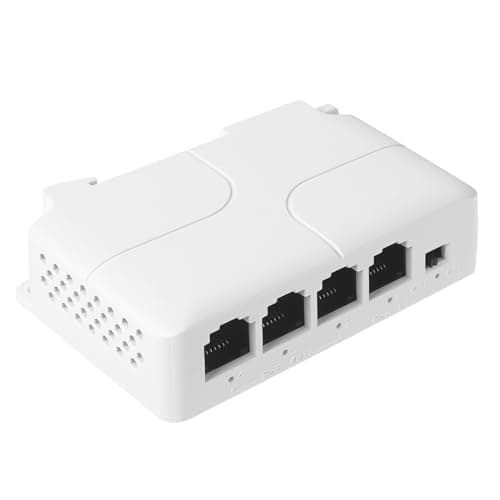 Image of REVODATA 3 Port PoE Extender, 10/100 Mbps PoE Repeater 100/250 Meter Extend, IEEE802.3af/at 3 PoE Output Plug and Play, PoE Amplifier with Wall/DIN Rail Mounting (POE5005-V2)