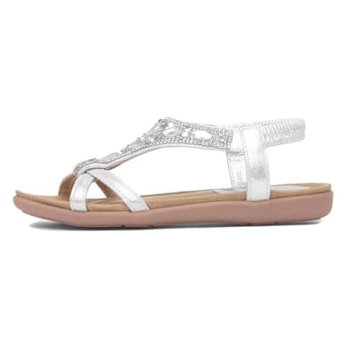 Image of Lilley Girls Silver Diamante Open Toe Flat Sandal - Size 12 Child UK - Multicolour