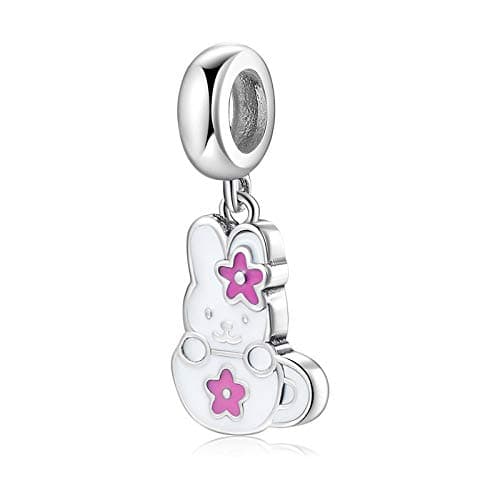 Image of LYGSWDB 925 Sterling Silver Pendant Beads Flowers Cat Enamel Beads for Jewelry Fit Bracelets Making