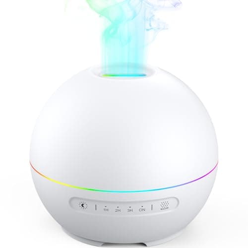 Image of THIMONES Essential Oil Diffuser, 200ml Ultrasonic Aroma Scented Oil Diffuser & Humidifier with 7 Color Night Lights, Quiet 20dB Operation for 10 Hours, For Home, Bedroom, Office (White)