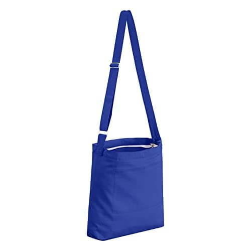 Image of IMFAA Hobo Bag Women Canvas Crossbody Bag Large Capacity Zipped Shoulder Bag Ladies Large Cotton Tote Handbag Girls Shopping Bag (Blue Pack-1)