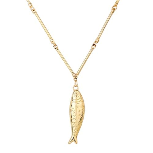 Image of Mikovivi Gold Fish Pendant Necklace, Dainty Fish Charm Necklace Women Vintage Beach Jewelry Ideal for Summer & Daily Outfits