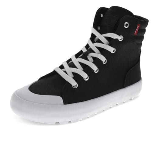 Image of Levi's Womens Olivia II CT CVS Casual Lace Up Hightop Sneaker Shoe, Black/White, 7.5 UK