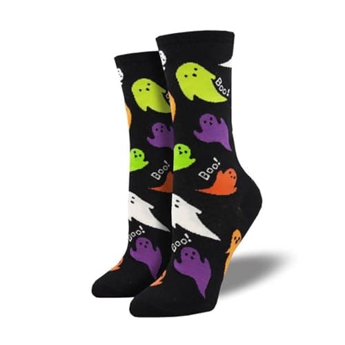 Image of Ro Rox Gothic Socks Skeleton Skull Bat Pumpkin Voodoo Halloween Unisex, Black Boo, One Size