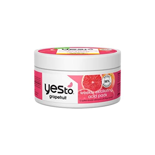 Image of Yes To Brightening Facial GlowBoosting Exfoliating Acid Pads - For Dull Uneven Skin Brighten Balance 15 Fruit Acids AHAs + BHAs Vegan With 96 Natural Ingredients, White, Grapefruit, 12 Count