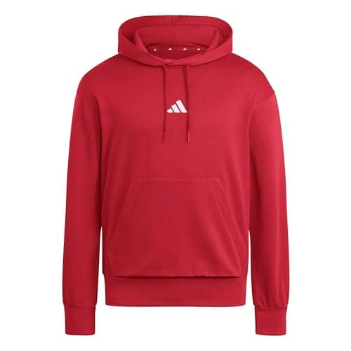 Image of adidas Men's ESSENTIALS FEELCOZY FLEECE HOODIE, active maroon/white, XL