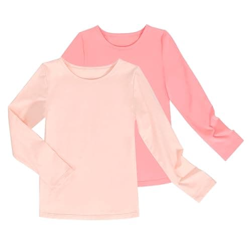 Image of Sunny Fashion 2 Pack Girls Top Tee Shirt Base Layer Comfort Cotton Soft Age 7-8 Years