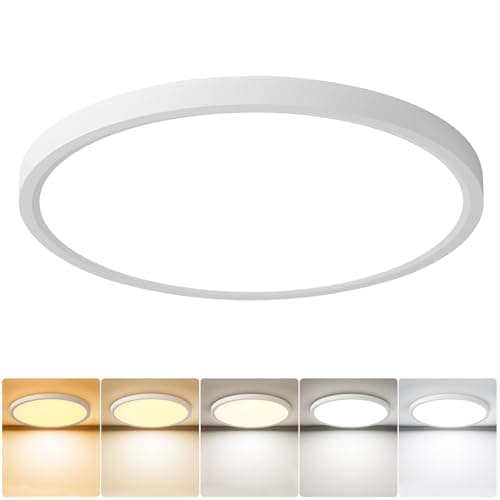 Image of queffigle 30cm LED Ceiling Light 2700K/3500K/4000K/5000K/6000K 5 Color Temperature 28W 2820lm 150W Equivalent IP44 Waterproof Small Modern Ultra Thin Round Flush for Kitchen Bedroom Bathroom