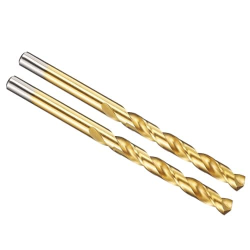 Image of PATIKIL 6.1mm Drill Bit, Jobber Straight Shank M2 High-Speed Steel 135° Titanium Nitride (TiN) Coated for Stainless Steel Hard Metal - 2 Pack
