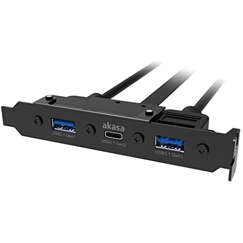 Image of Akasa USB 3.1 Gen 2 internal adapter cable with dual Gen 1 Type-A ports | Full Height PCI Bracket | 10 Gb/s | Type-C Type-A Converter | USB Port Cards | AK-CBUB52-50BK
