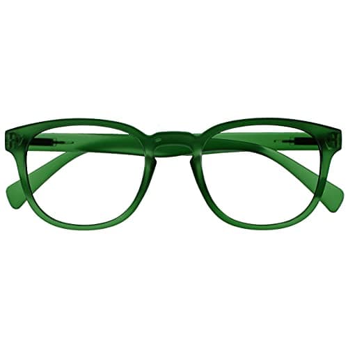 Image of OPULIZE POP Reading Glasses for Women Men,Scratch Resistant Round Matt Frame with Spring Hinges, Green +2.00 (Pack of 1)