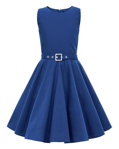 Image of BlackButterfly Kids 'Audrey' Vintage Clarity 50's Children's Girls Dress (Royal Blue, 11-12 Years)
