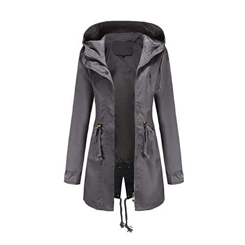 Image of Generisch Lightweight Women's Jacket Active Outdoor Trench Windbreaker Coat with Hood Lightweight Plus Size for Raincoat Women Lightweight, gray, L