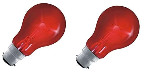 Image of FindASpare Fireglow Light Bulbs 60W BC/B22 Red Glow GLS Incandescent Lamps Pack of 2