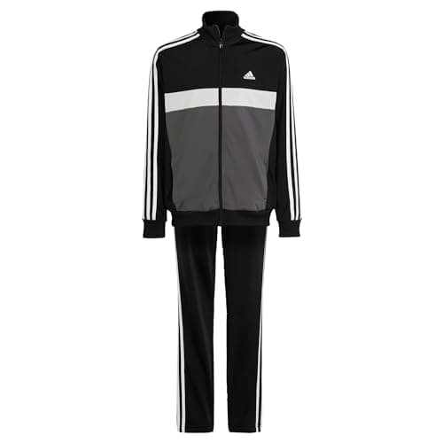 Image of adidas Unisex Kids Essentials 3-Stripes Tiberio Track Suit, Black/Grey Five/Grey One/White, 13-14 Years