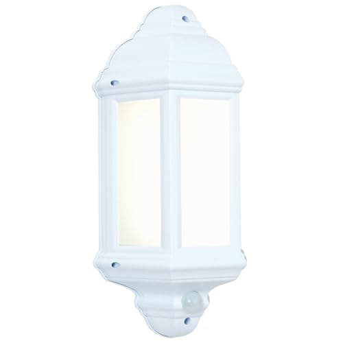Image of National Lighting HALBURY LED Outdoor 7W Outdoor Garden LED White Half Wall Lantern PIR Motion Sensor Presence Detector IP44 Rated