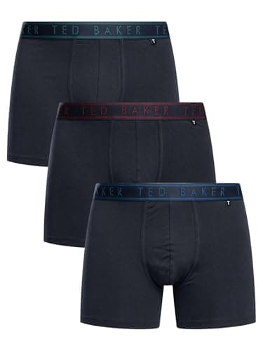Image of Ted Baker 3-Pack Cotton Fashion Boxer Brief,Navy With Reflecting Pool/Fig/Estate Blue,M
