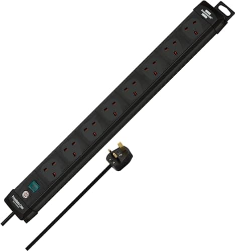 Image of Brennenstuhl Premium-Line 8-Way Extension Lead with 3m cable (Power Strip with 80° angle of sockets, with switch)